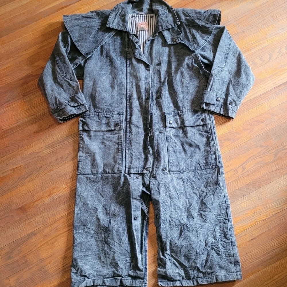 The Australian Outback Collection XS Vintage Distressed Denim Duster Trench Coat